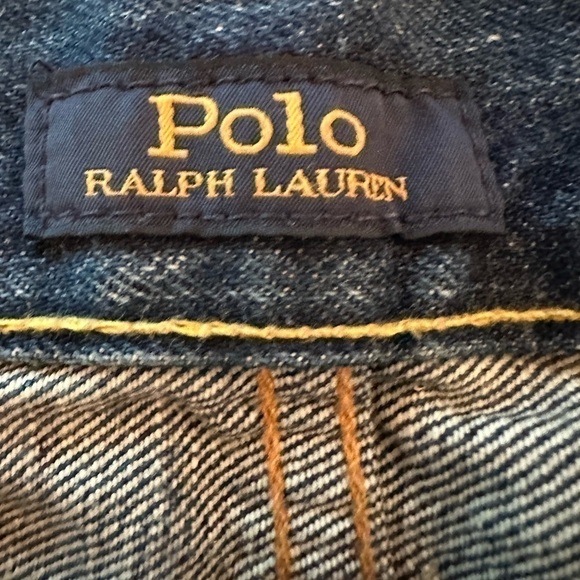 Polo Ralph Lauren Varick Slim Straight Serape Patch Distressed Denim Pants 34 30 - Picture 9 of 10